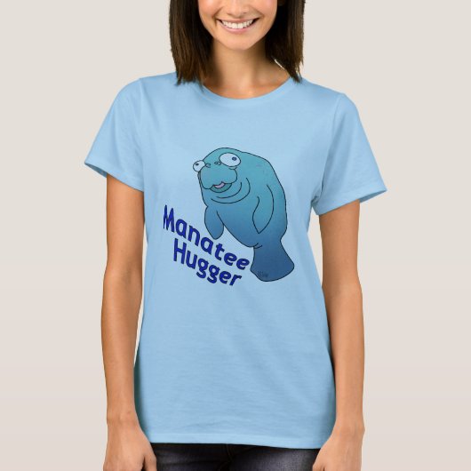 Cute Manatee Hugger Cartoon Animal T-shirt (Voorkant)