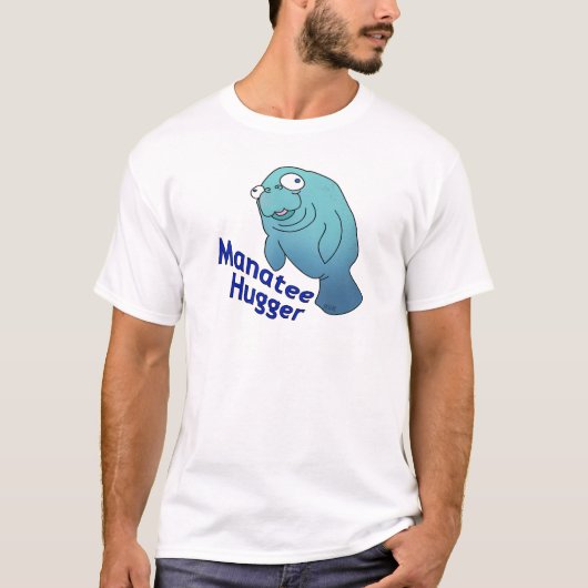 Cute Manatee Hugger Cartoon Animal T-shirt (Voorkant)