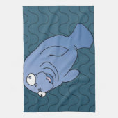 Cute Manatee Hugger Cartoon Animal Theedoek (Verticaal)