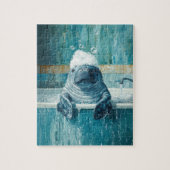 Cute Manatee in Bubble Bath Jigsaw Puzzle Legpuzzel (Verticaal)