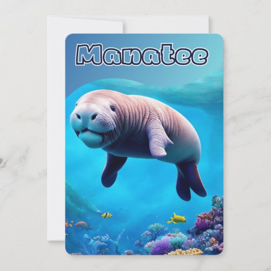 Cute Manatee in de diepe oceaan, Florida, Briefkaa Feestdagenkaart (Voorkant)