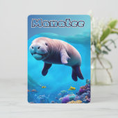 Cute Manatee in de diepe oceaan, Florida, Briefkaa Feestdagenkaart (Staand voorkant)