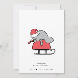 Cute Manatee Kerstmis, flatholiday-kaart Feestdagenkaart