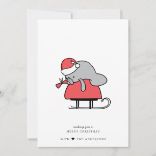 Cute Manatee Kerstmis met een foto-holiday-kaart Feestdagenkaart