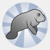 Cute Manatee Ronde Sticker (Voorkant)