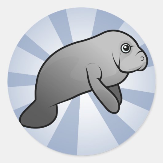 Cute Manatee Ronde Sticker (Voorkant)