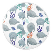 Cute Manatees With Bubbles Pattern  Keramische Knop (Voorkant)