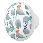 Cute Manatees With Bubbles Pattern Keramische Knop (Rechts)