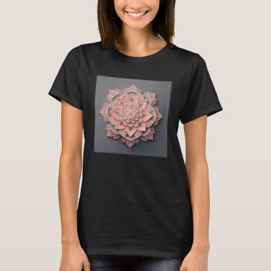 Cute Mandala Lotus Flower Illustration Unique Wome T-shirt (Voorkant)