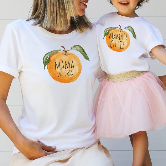 Cute Mandarin Oranje Mama Mam Matching T-shirt