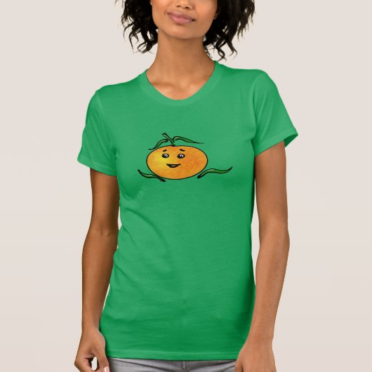 Cute Mandarin Oranje met glimlachend gezicht T-shirt (Voorkant)