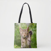 Cute Maneki Neko Cat Kitten Funny Beckoning Pose Tote Bag (Voorkant)