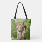 Cute Maneki Neko Cat Kitten Funny Beckoning Pose Tote Bag (Achterkant)