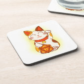 Cute Maneki Neko Fortune Kat Gamer Bier Onderzetter (Linkerzijde)