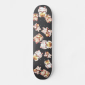Cute Maneki Neko Japanese Lucky Cat Pattern Persoonlijk Skateboard (Voorkant)