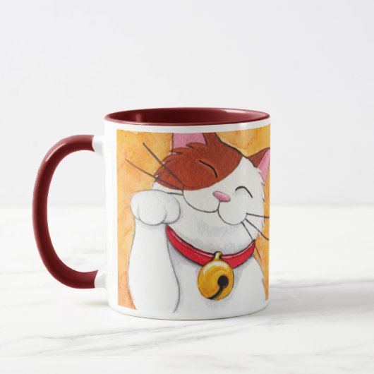 Cute Maneki Neko Lucky Calico Cat Mok (Links)