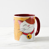 Cute Maneki Neko Lucky Calico Cat Mok (Voorkant rechts)