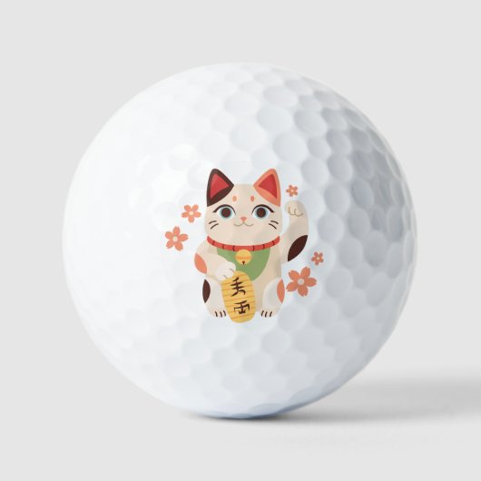Cute Maneki Neko Lucky Cat Golfballen (Voorkant)