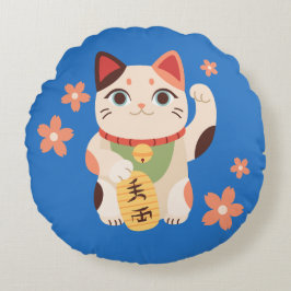 Cute Maneki Neko Lucky Cat Rond Kussen