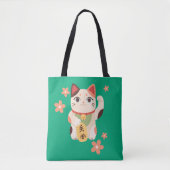 Cute Maneki Neko Lucky Cat Tote Bag (Voorkant)