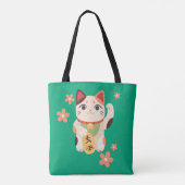 Cute Maneki Neko Lucky Cat Tote Bag (Achterkant)