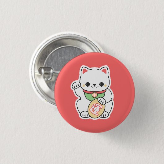 Cute Maneki Neko Ronde Button 3,2 Cm (Voorkant /achterkant)