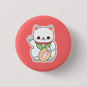 Cute Maneki Neko Ronde Button 3,2 Cm (Voorkant)