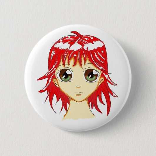 Cute Manga Girl Button (Voorkant)
