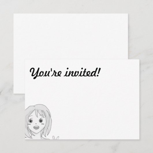 Cute manga-uitnodigingskaart kaart (Voorkant / Achterkant)