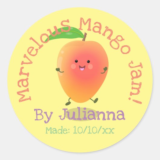 Cute mango jam verduurzamen het etiket van de cart (Voorkant)