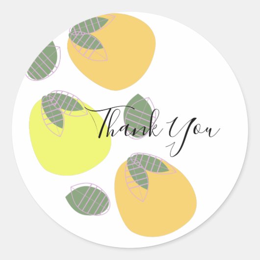 Cute Mango Oranje Yellow Fruit Dank u Ronde Sticker (Voorkant)