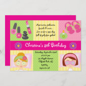 Cute Manicure Spa Birthday Party Invitation Kaart (Voorkant / Achterkant)