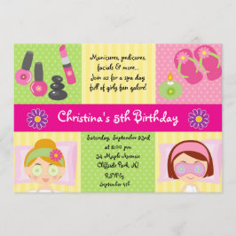 Cute Manicure Spa Birthday Party Invitation Kaart
