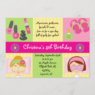 Cute Manicure Spa Birthday Party Invitation Kaart