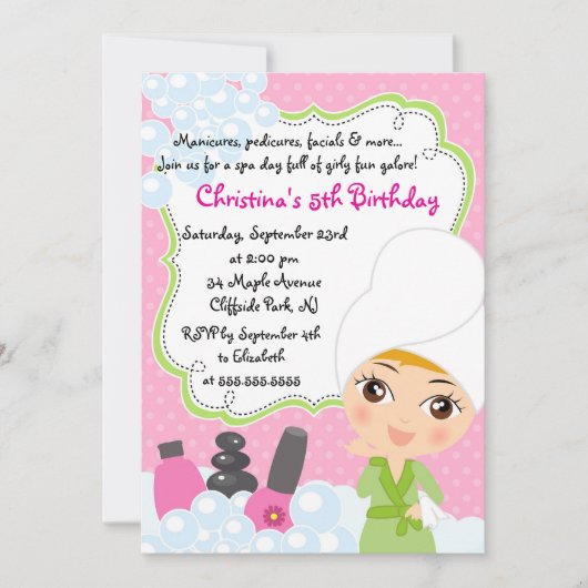 Cute Manicure Spa Birthday Party Invitation Kaart (Voorkant)