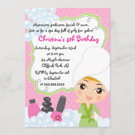 Cute Manicure Spa Birthday Party Invitation Kaart