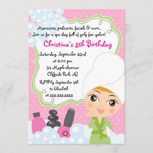 Cute Manicure Spa Birthday Party Invitation Kaart