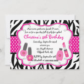 Cute Manicure Spa Birthday Party Invitation Kaart (Voorkant)