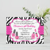 Cute Manicure Spa Birthday Party Invitation Kaart (Staand voorkant)
