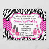Cute Manicure Spa Birthday Party Invitation Kaart (Voorkant / Achterkant)