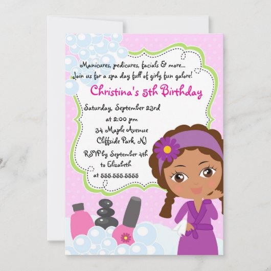 Cute Manicure Spa Birthday Party Invitation Kaart (Voorkant)