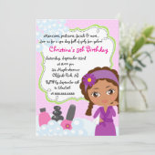 Cute Manicure Spa Birthday Party Invitation Kaart (Staand voorkant)