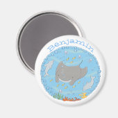 Cute manta ray and dolphins cartoon magneet (Voorkant / Achterkant)