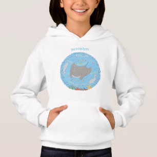 Cute manta ray en bubbles cartoon illustratie