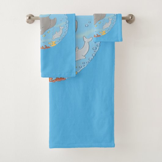 Cute manta ray en bubbles cartoon illustratie bad handdoek (Insitu)
