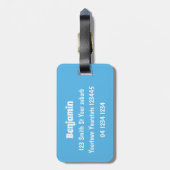 Cute manta ray en bubbles cartoon illustratie bagagelabel (Achterkant verticaal)