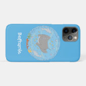 Cute manta ray en bubbles cartoon illustratie Case-Mate iPhone case (Achterkant (horizontaal))