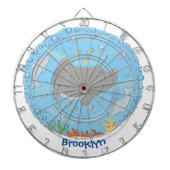 Cute manta ray en bubbles cartoon illustratie dartbord (Voorkant)