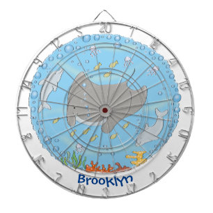 Cute manta ray en bubbles cartoon illustratie dartbord