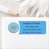 Cute manta ray en bubbles cartoon illustratie etiket (Insitu)